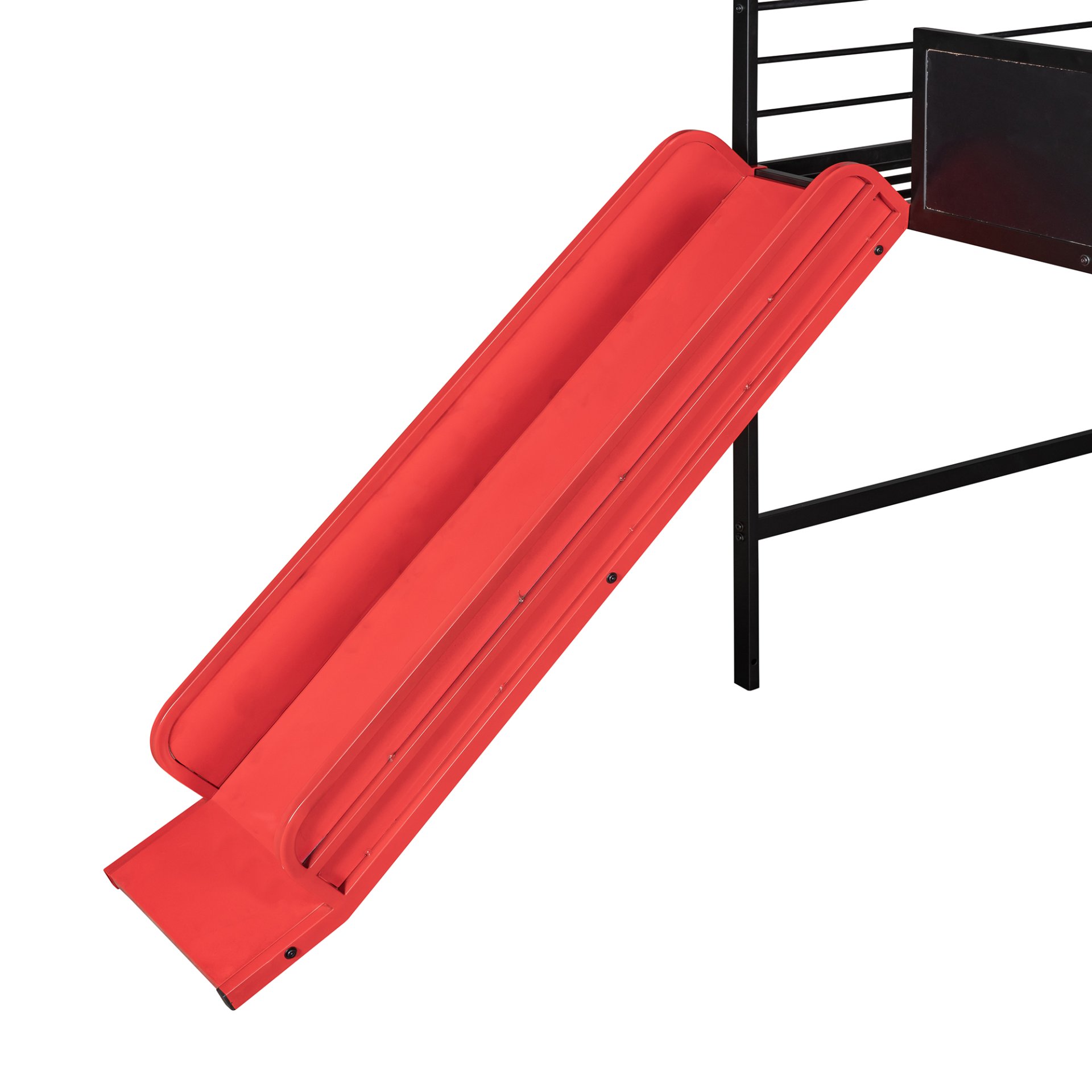 Twin Metal Loft Bed With Slide And 2 Sided Writable Wooden Board - Black - Image 6