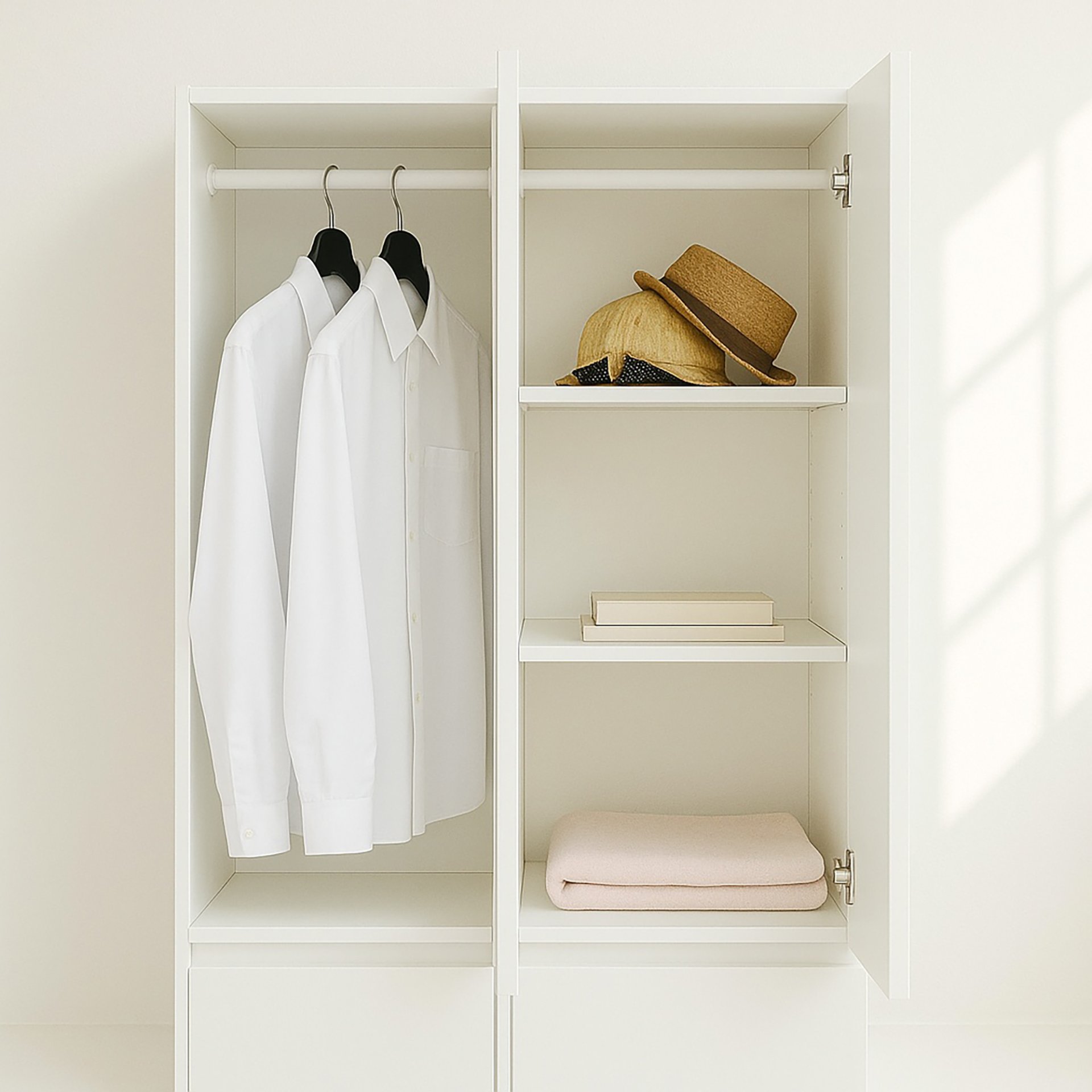 Elise - Modular Wood Closet System With Mirror In Versatile Storage Solution - White - Image 15