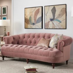 La Rosa - Victorian Chesterfield Tufted Sofa - Ash Rose Pink