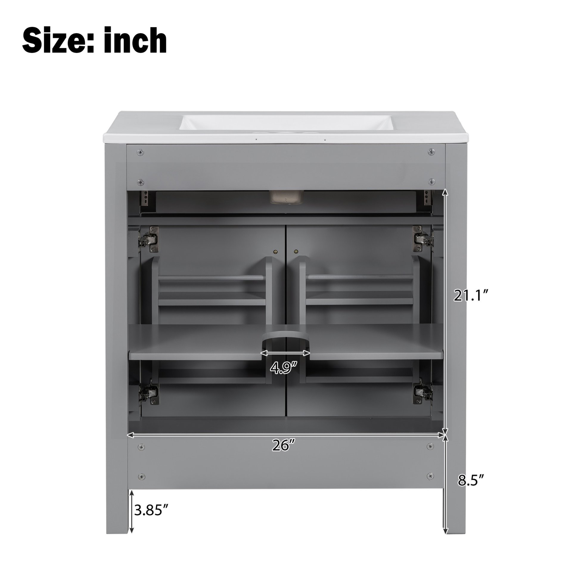 30" Bathroom Vanity With Sink And Soft Close Doors - Gray - Image 11