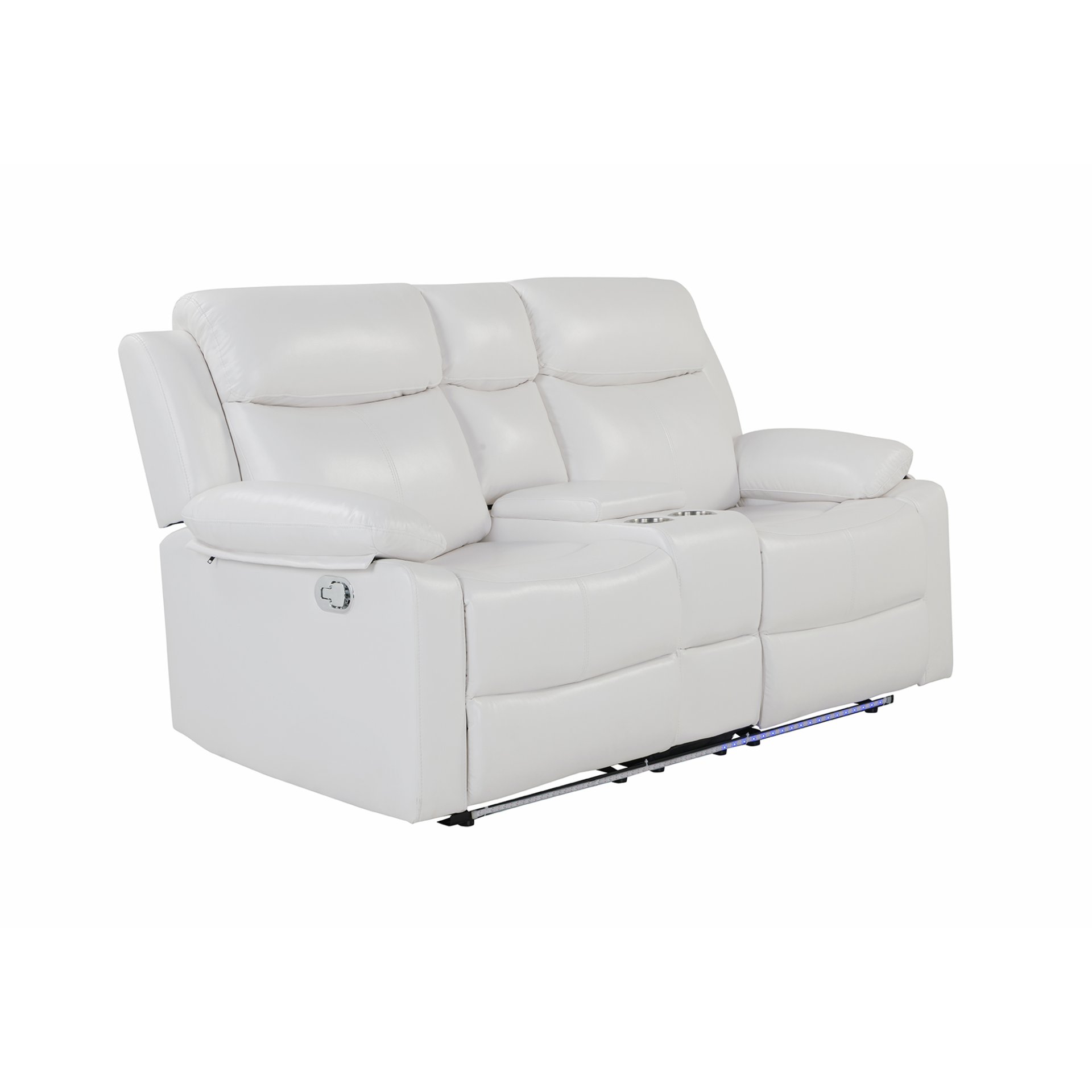 Blanche - Reclining Loveseat With LED Lights And Built In Speakers - White - Image 4
