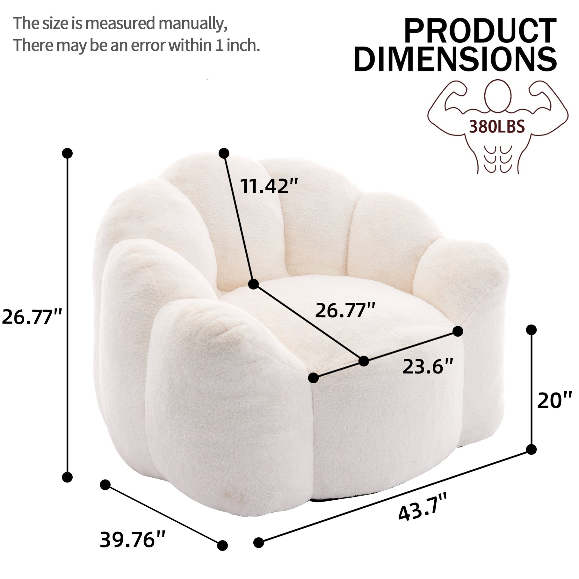 Lotus Compression Sofa Bean Bag With Pull Ring - White - Image 3