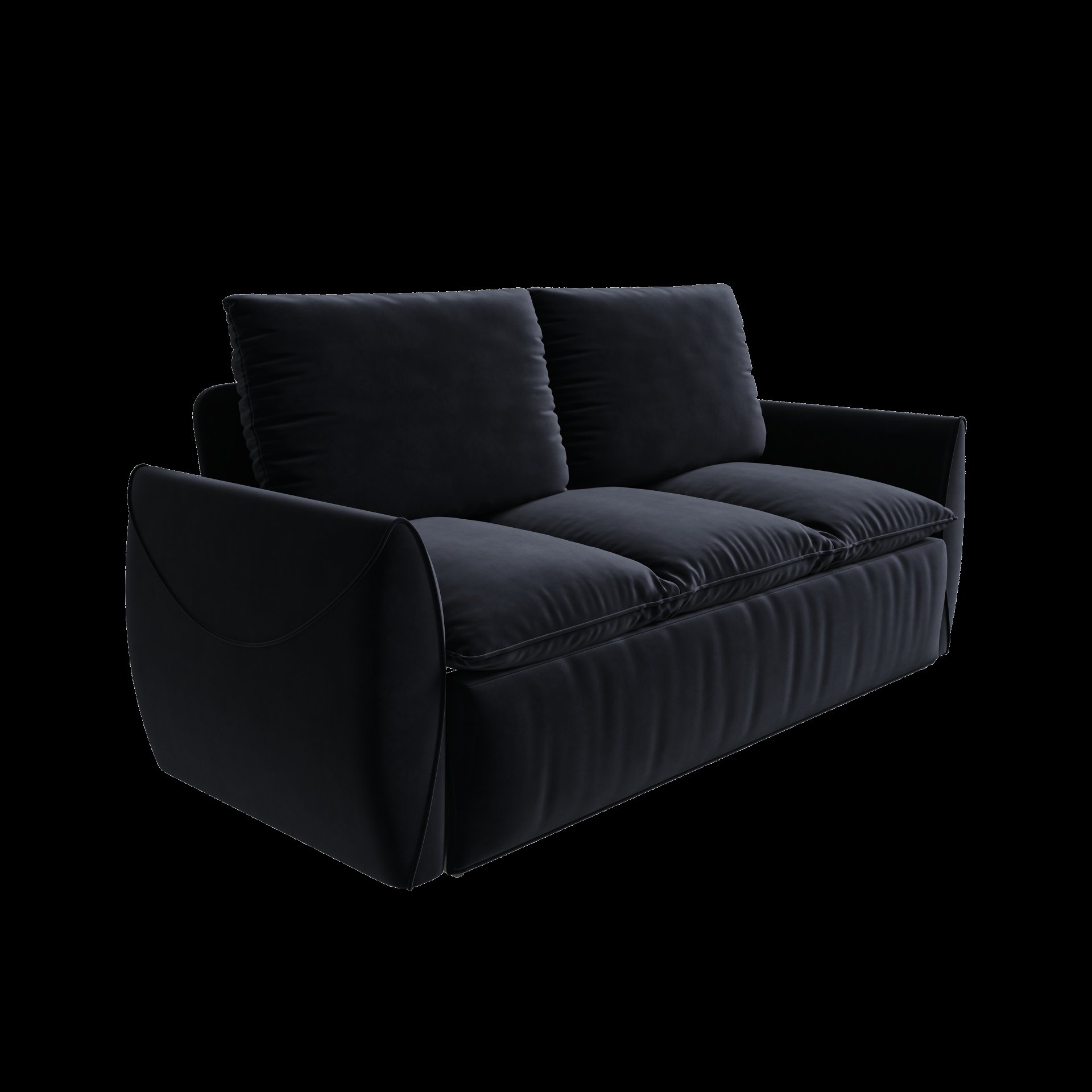 Pull Out Sofa Bed, 3 Seat Convertible Sleeper Sofa With 2 In 1 Pillow And Blanket Set Multifunctional Velvet Loveseat Bed - Black - Image 9