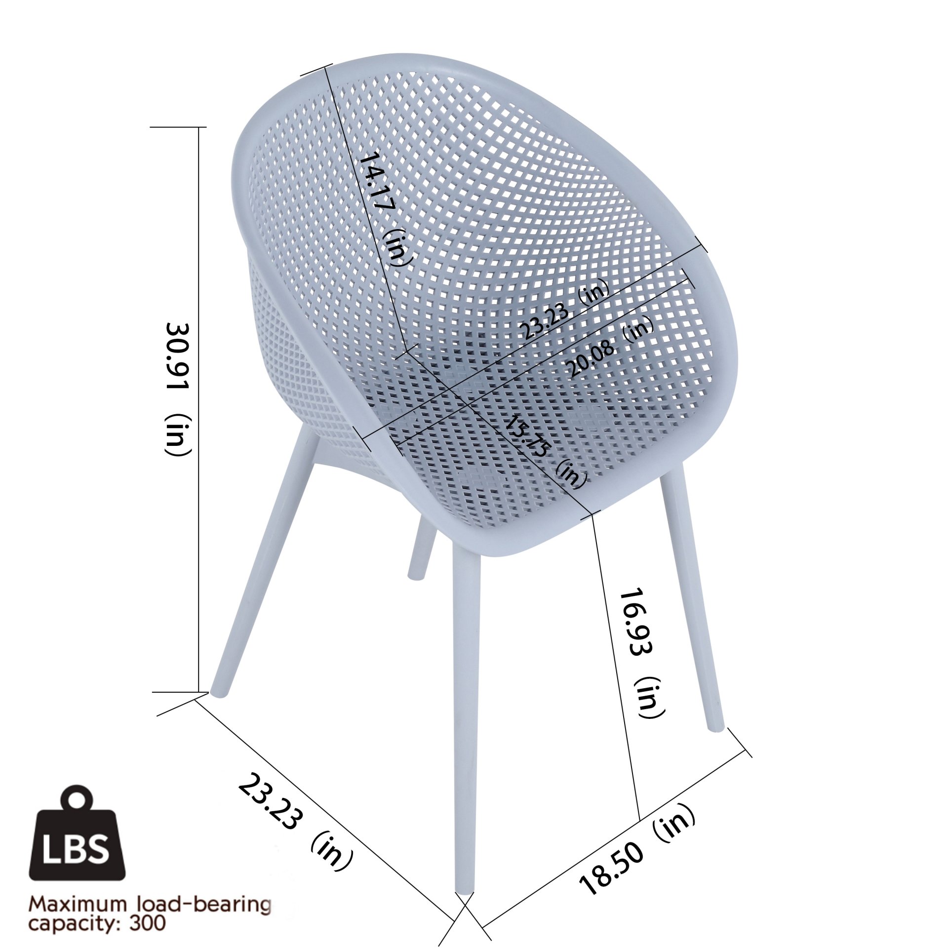2 Piece Durable Single Chair With Mesh Hollow Out Design - Light Gray - Image 3