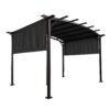 12 X 9 Ft Outdoor Patio Pergola Gazebo Steel Frame Sun Shelter With Retractable Canopy For Garden Or Backyard - Gray - Image 6