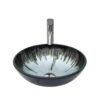 Crackle Vessel Sink With Pop Up Drain, Oval Bathroom Basin - Gray - Image 9