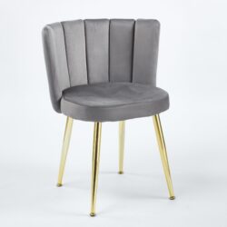 Modern Dining Chair (Set of 2) With Golden Iron Legs, Velvet Backrest, Comfortable For Dining And Living Room - Gray