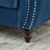Chesterfield Sofa With Roll Armrest & Nailhead, 3 And 2 Seater - Blue - Image 4