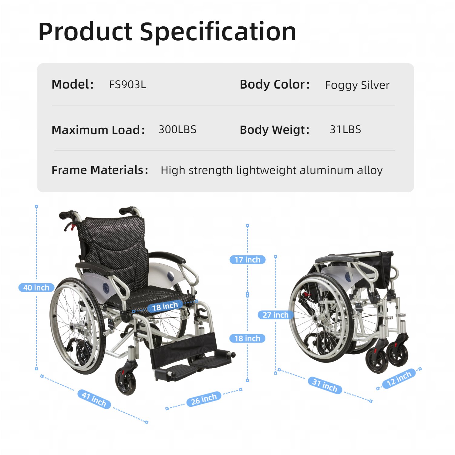 Innovative 6 Wheel Transport Wheelchair Lightweight Foldable Design With Dual Brakes Breathable Seat Anti Backflip Safety Perfect - Black / Silver - Image 12