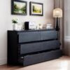 6 Drawer Dresser With Spacious Countertop And Concealed Handles, Storage Cabinet For Bedroom - Black - Image 8