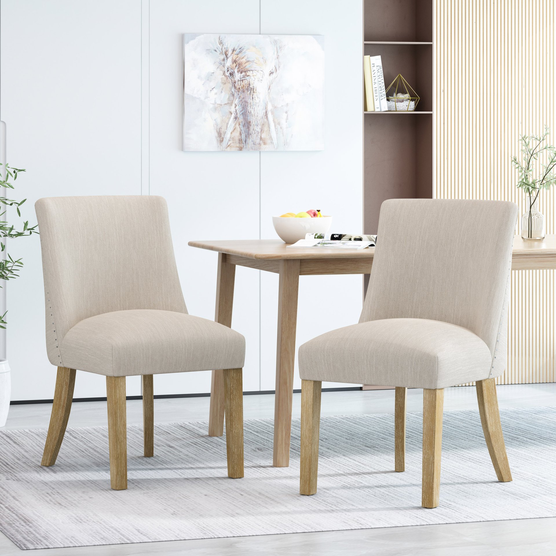 Classic Fabric Dining Chair - Beige - Image 5