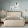 Modern Metal Bed Frame With Curved Upholstered Headboard And Footboard Bed With Under Bed Storage, Heavy Duty Metal Slats, King Size - Beige - Image 4