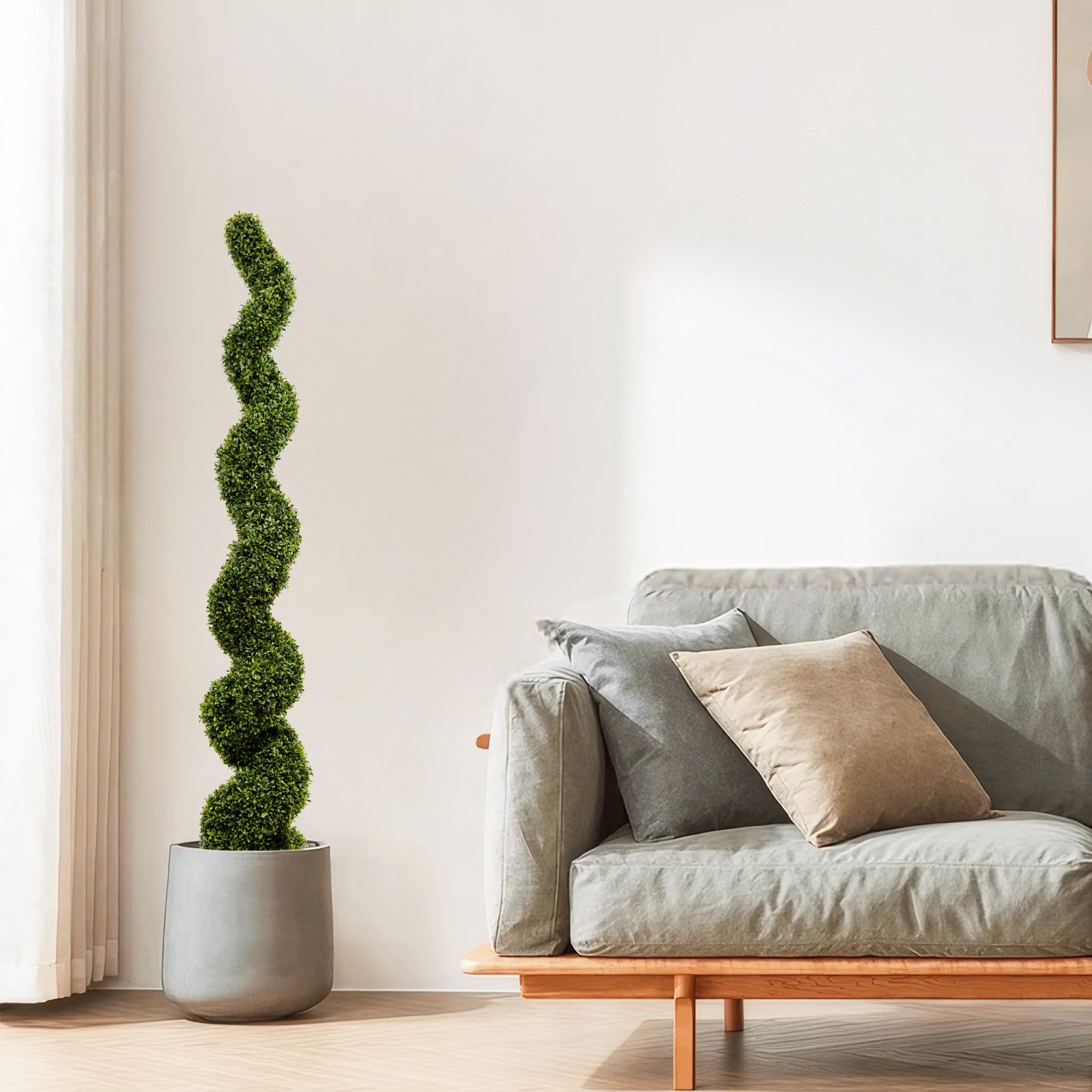 Artificial Outdoor UV Resistant Plastic Boxwood Topiary Spiral Tree (Set of 2) - Green - Image 6