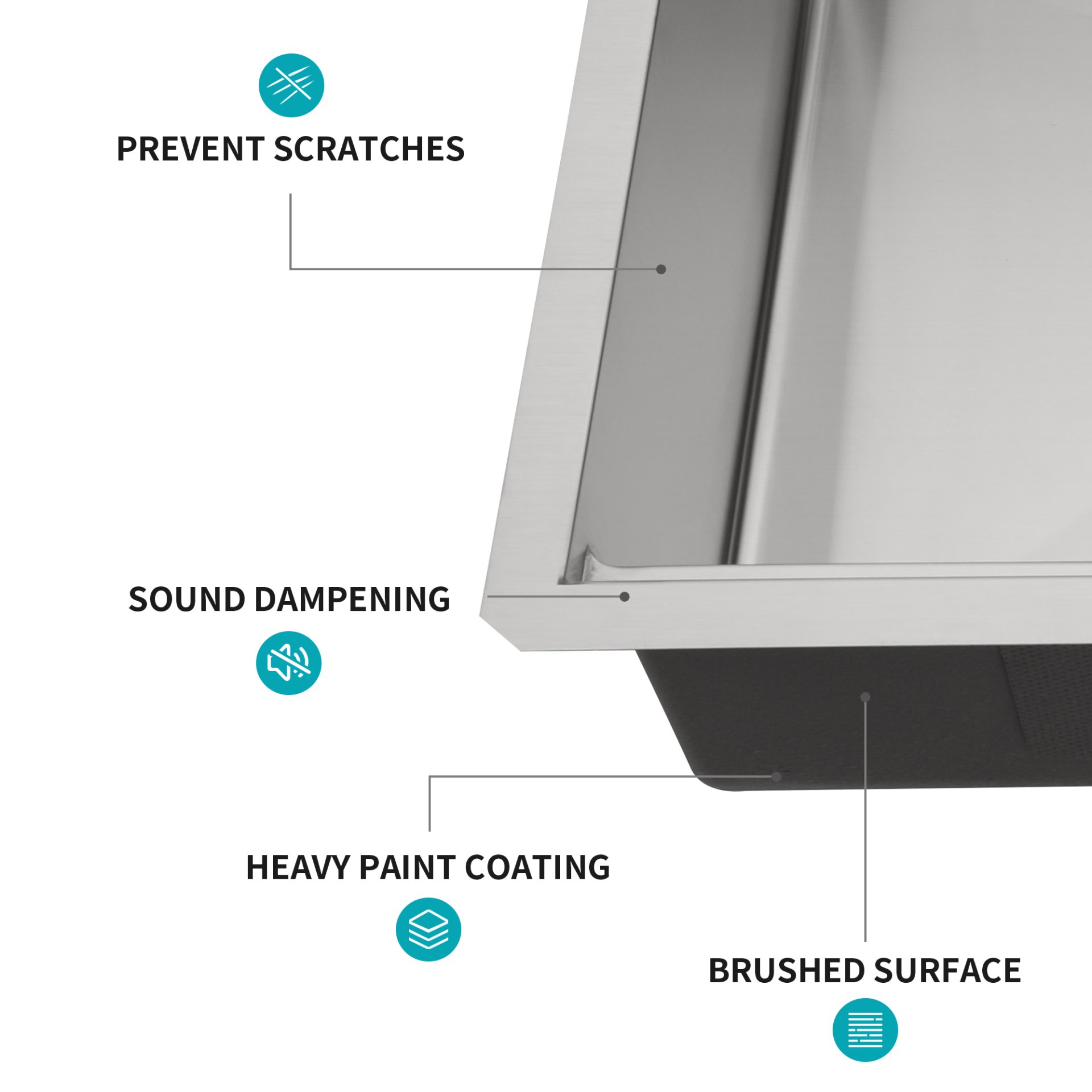 Single Bowl Undermount Workstation Kitchen Sink 16 Gauge Stainless Steel - Black - Image 7