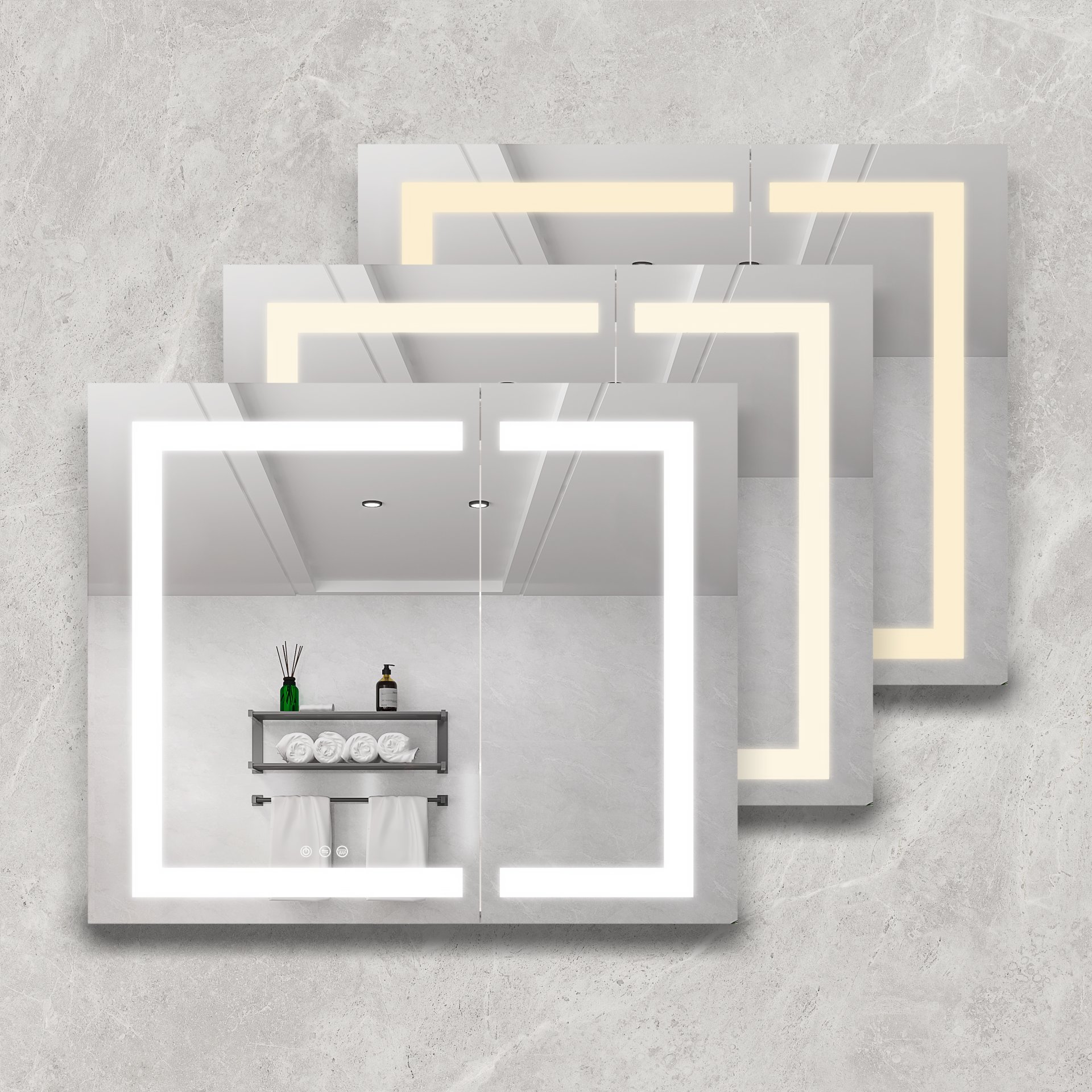 36" X 30" Medicine Cabinet With LED Vanity Mirror, Anti-Fog Recessed Or Surface Mount Bathroom Double Door Large Storage 3000K~6000K Bright Lighted Aluminum Storage Cabinet With Touch Switch - Silver - Image 5