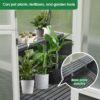 Greenhouse, Wooden Greenhouse Polycarbonate Garden Shed For Plants, Walk-In Outdoor Plant Gardening Greenhouse For Patio Backyard Lawn, Grow House With Front Entry Door - White / Gray - Image 7
