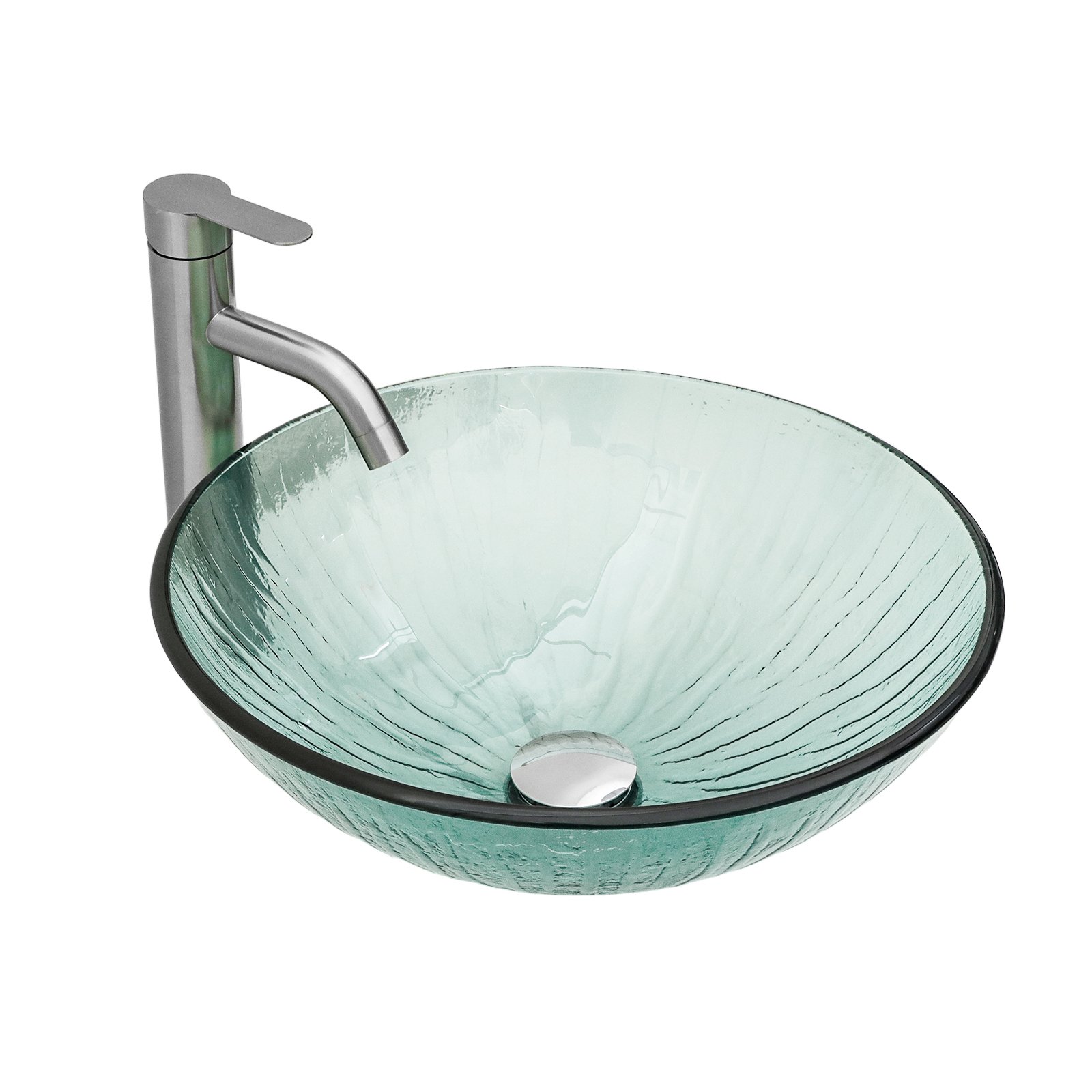 Vessel Sink With Trim, Round Bowl, Pop Up Drain (No Faucet) - Green - Image 8
