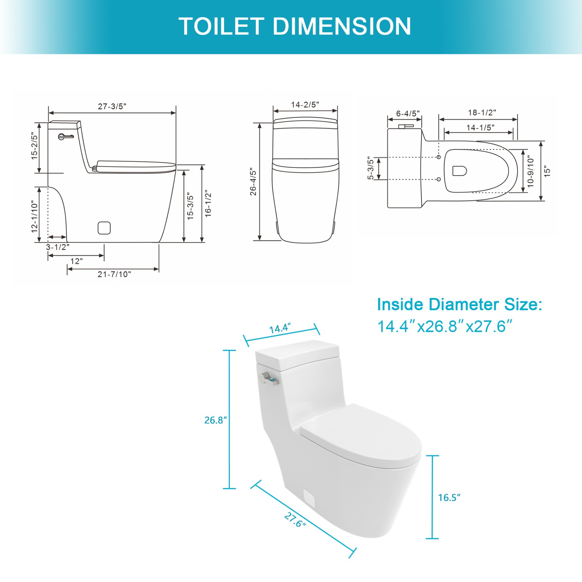 1 Piece Toilet And Soft Closing Seat - White - Image 3