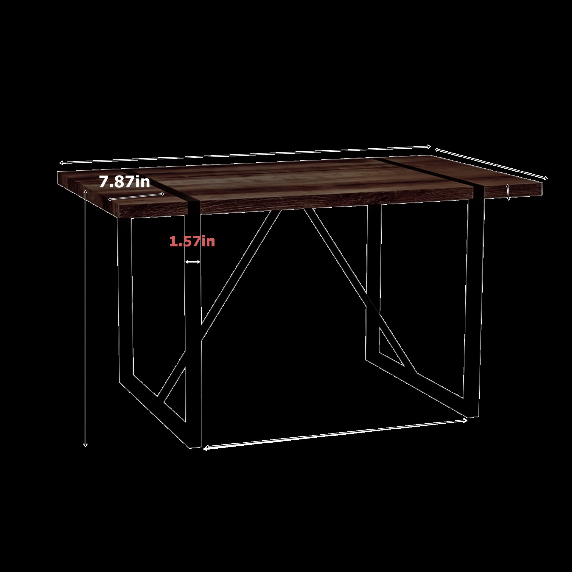 Modern Rustic Dining Table In Walnut With Metal Legs For 4 - 6 Person - Walnut - Image 3
