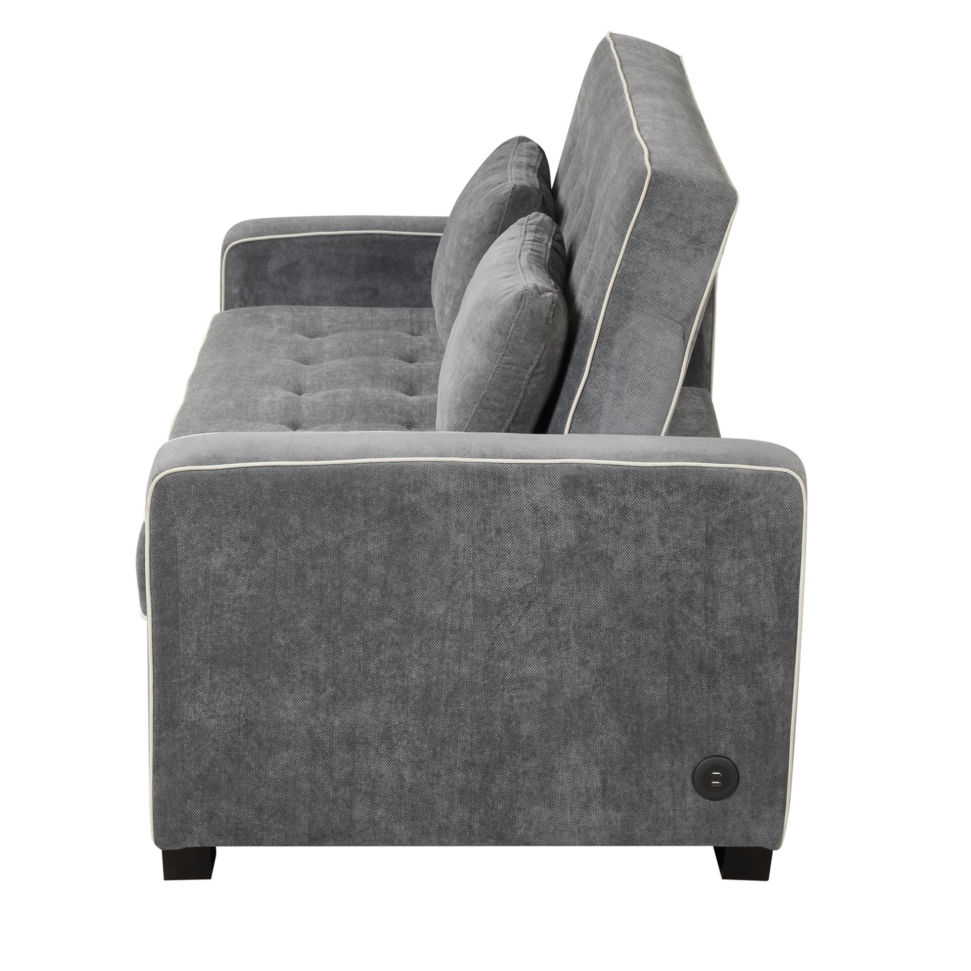 Upholstered Sleeper Bed Sofa With USB Charging, Adjustable Backrest, And Throw Pillows - Charcoal Gray - Image 17