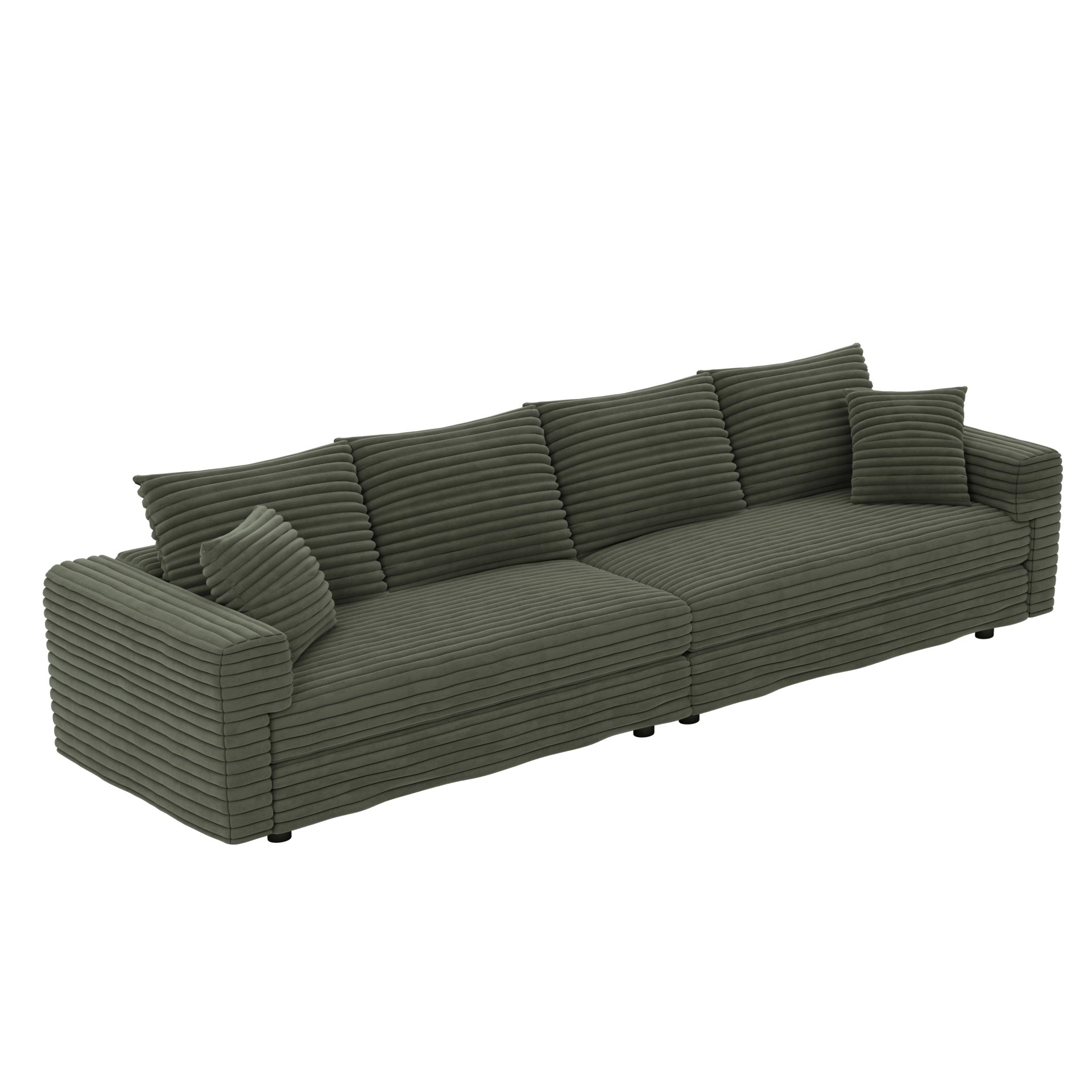 4 Seat Sofa, Deep Seat Couches With Soft Pillows And 2 Ottomans, Convertible Sofa Lounge Chair, For Living Room - Green - Image 18