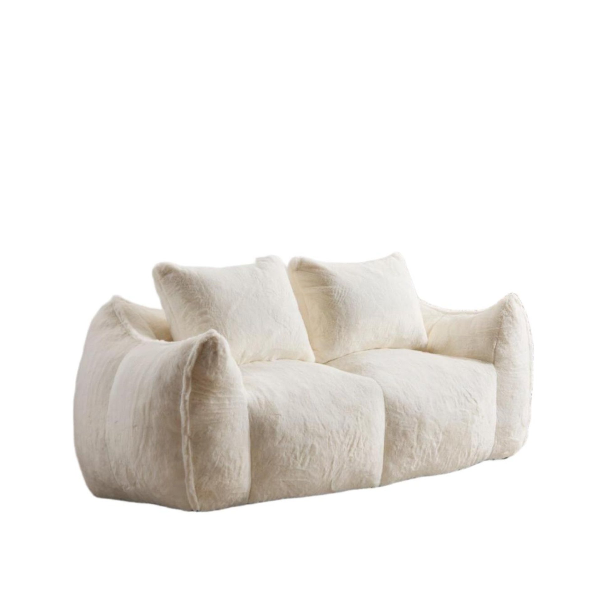 Giant Bean Bag Couch, Ultra Soft Fluffy Loveseat For Living Room Reading Chair With Pillows - White - Image 15
