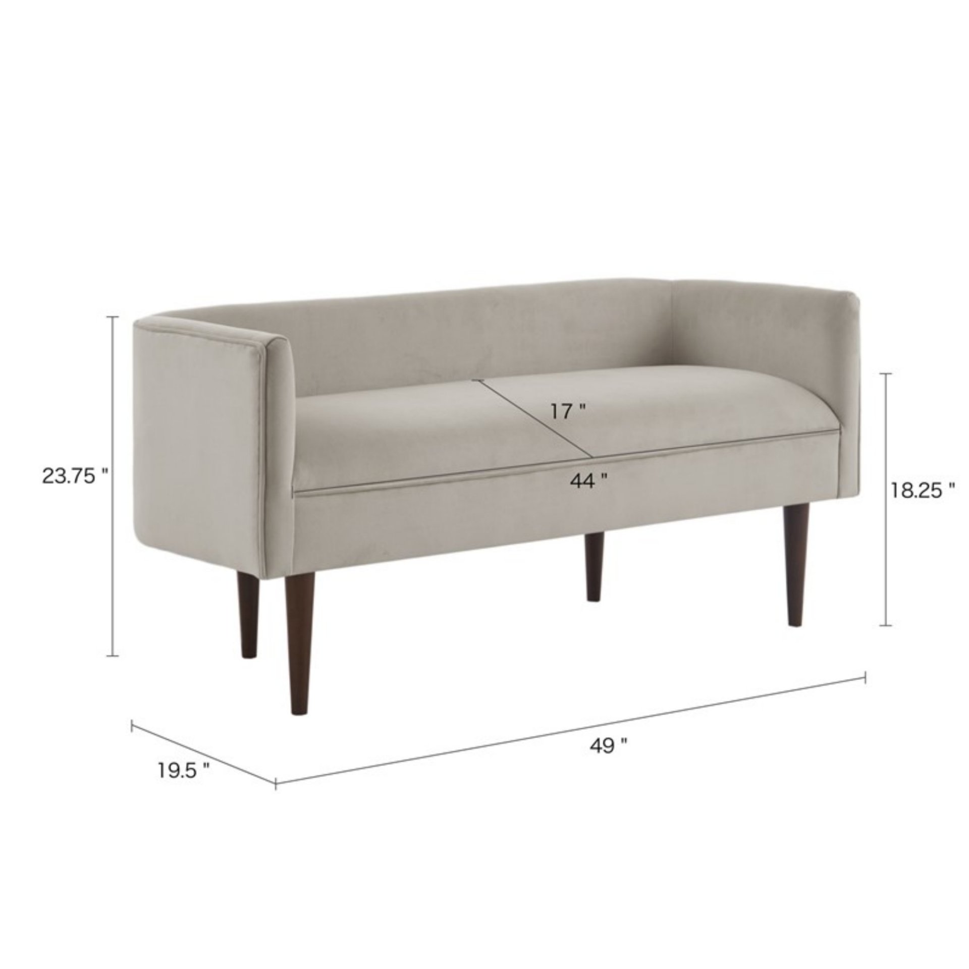 Farrah - Accent Bench With Low Back & Sides - Cream - Image 3