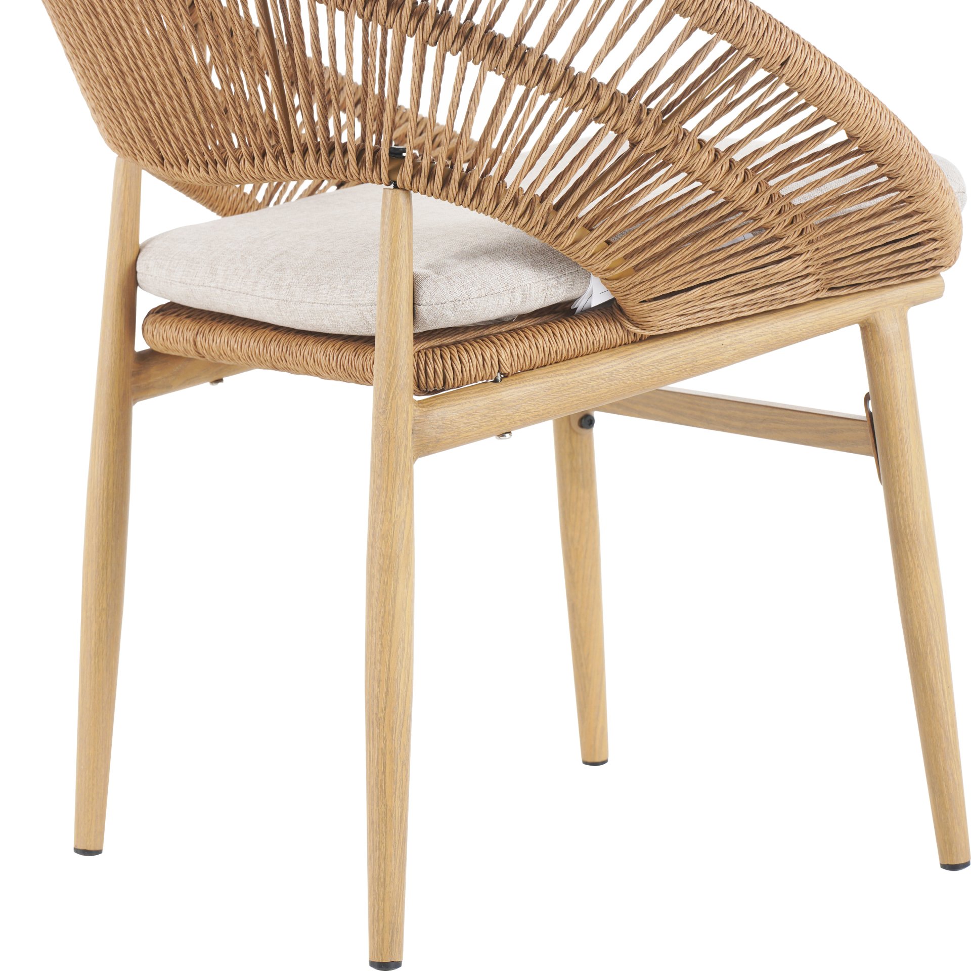 Cyril - Outdoor Wicker Papasan Style Dining Chair (Set of 2) - Beige / Light Brown / Teak - Image 13