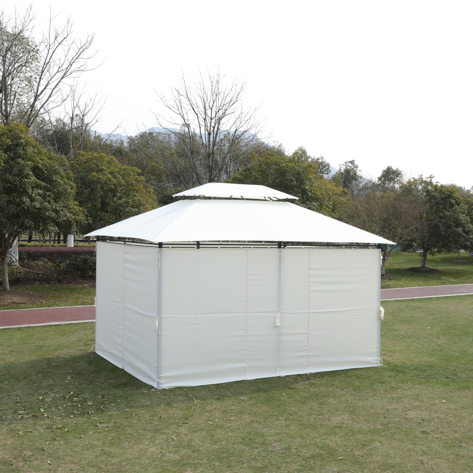13 X 10 Outdoor Patio Gazebo Tent With Ventilated Double Roof And Sidewall (Detachable Curtains On All Sides), For Lawn, Garden, Backyard, And Deck - Beige - Image 8