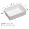 Rectangular Ceramic Vessel Bathroom Sink - White - Image 3
