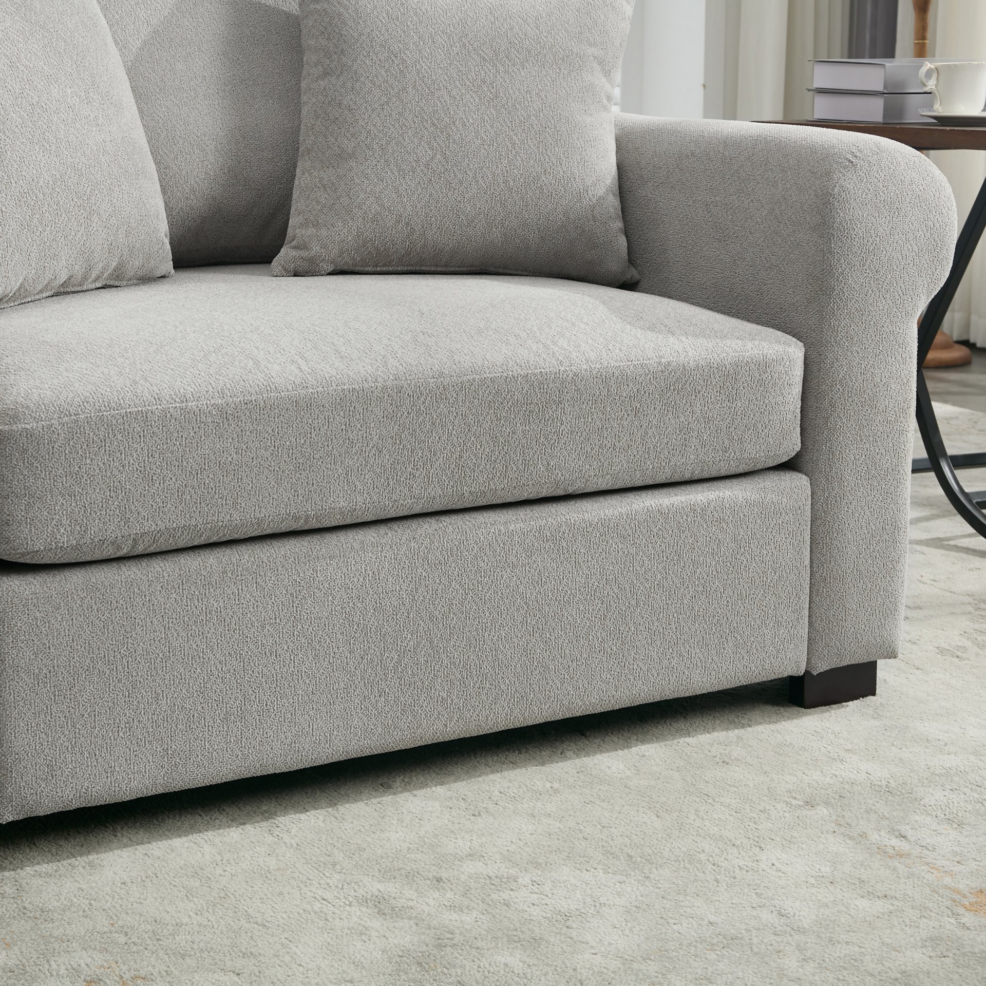 Modern Chenille Oversized Armchair, Chair And A Half, Single Sofa For Bedroom, Living Room, Wide - Light Gray - Image 8