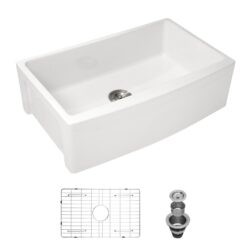 Sink 30" Apron Front Single Bowl With Arch Edge Design - White