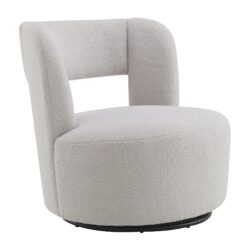 Swivel Barrel Chair With Soft Teddy Fabric, Comfy Round Accent Chair For Living Room.Upholstered Performance Fabric For Living Room Bedroom Reading Waitingroom, 1 Piece, Teddy - Gray