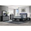 Messa - 5 Piece Full Bedroom Set With Bookcase Headboard - Black / Gray - Image 2