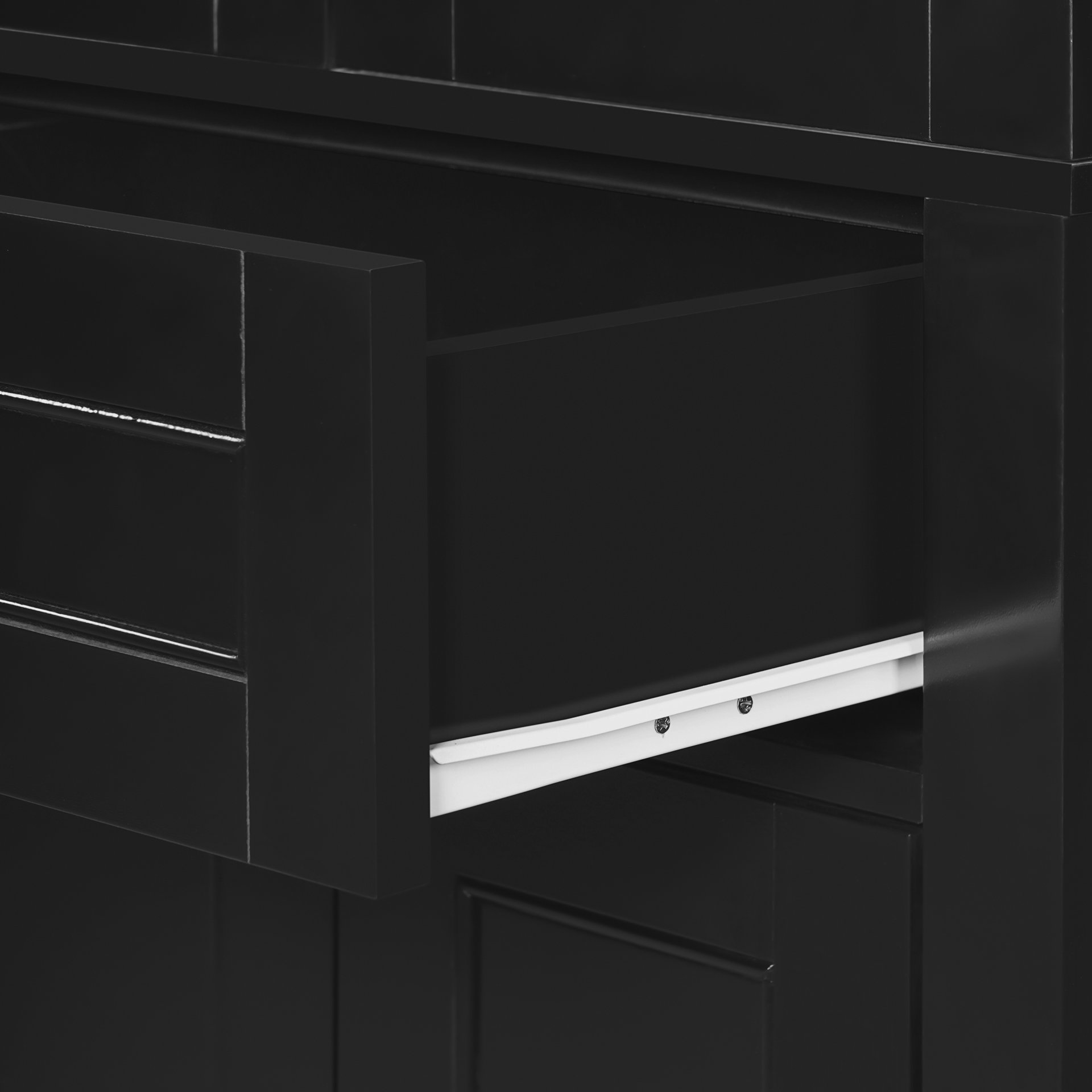 Bathroom Storage Cabinet, Adjustable Shelves & Drawer, Freestanding Linen Tower - Black - Image 11