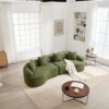4 Seater Sofa With Chenille Fabric, 30D, 60 Hardness Full Sponge, 4 Pillow For Living Room, Home Furniture Sleeper Sectional Sofa For Apartment - Green - Image 21