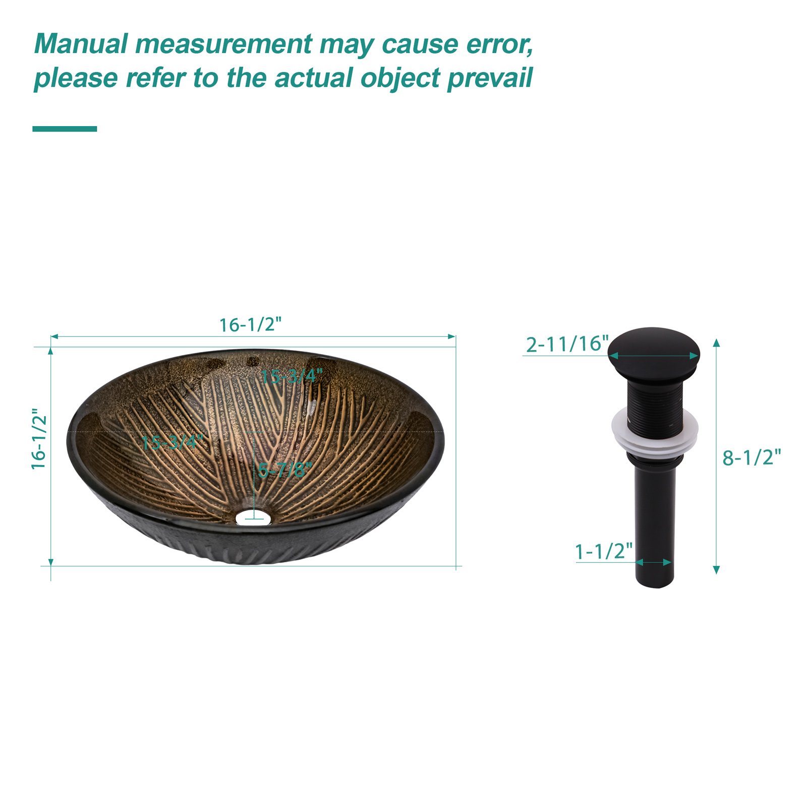 Feather Pattern Amber Vessel Sink With Pop Up Drain, Oval Bathroom Basin - Amber - Image 3