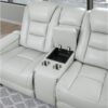 3 Piece Power Sofa Set With Recliner, USB LED Headrest, Bookshelf Arms, Drop Down Table And Storage Frame - Grey - Image 7
