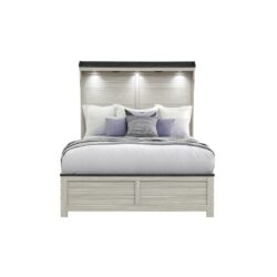 Augusta - Full Bed With Lit Headboard, Panel, Low Profile Design - Beige / Brown