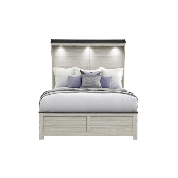 Augusta - Full Bed With Lit Headboard, Panel, Low Profile Design - Beige / Brown