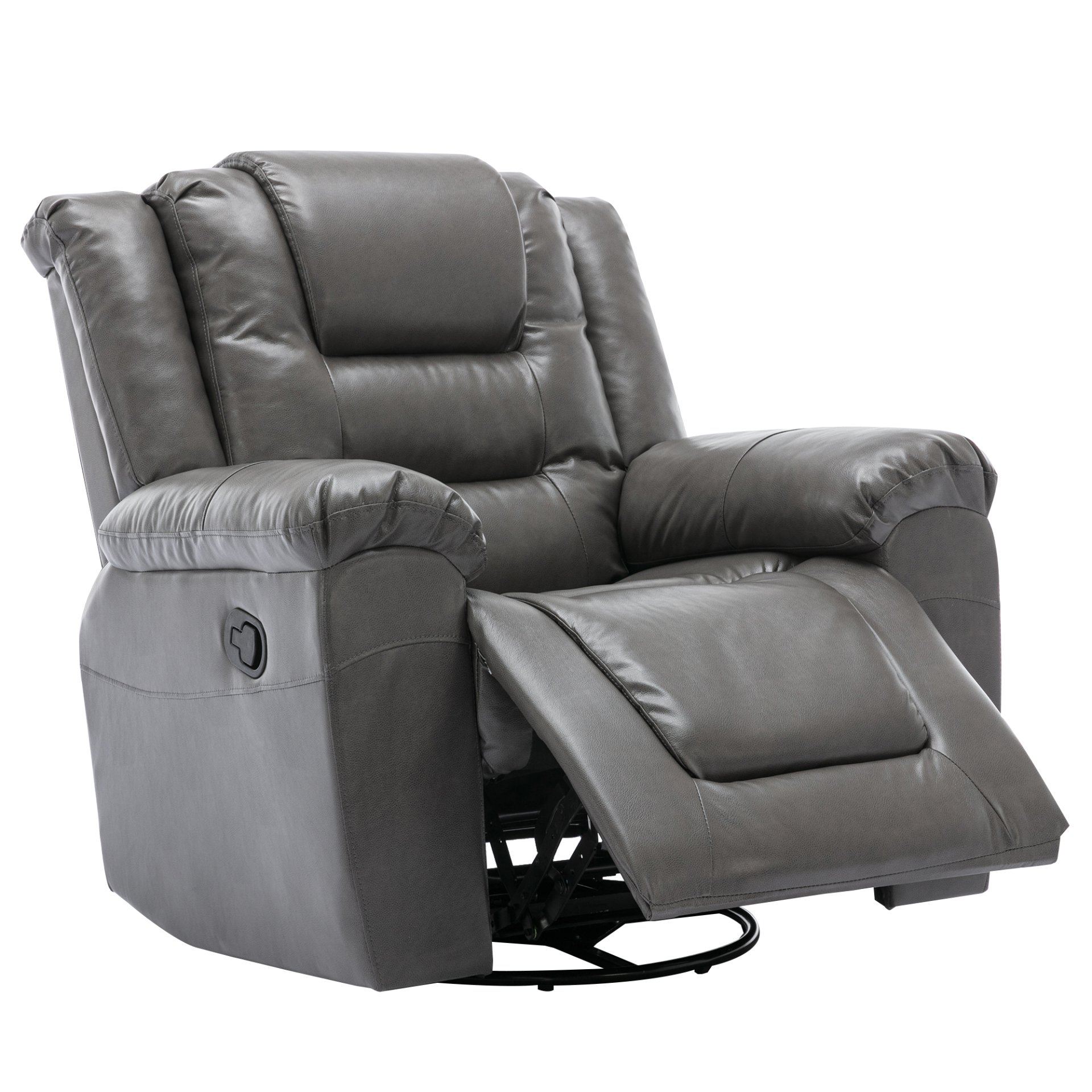 360° swivel And Rocking Home Theater Recliner Manual Recliner Chair With Wide Armrest For Living Room - Gray - Image 11