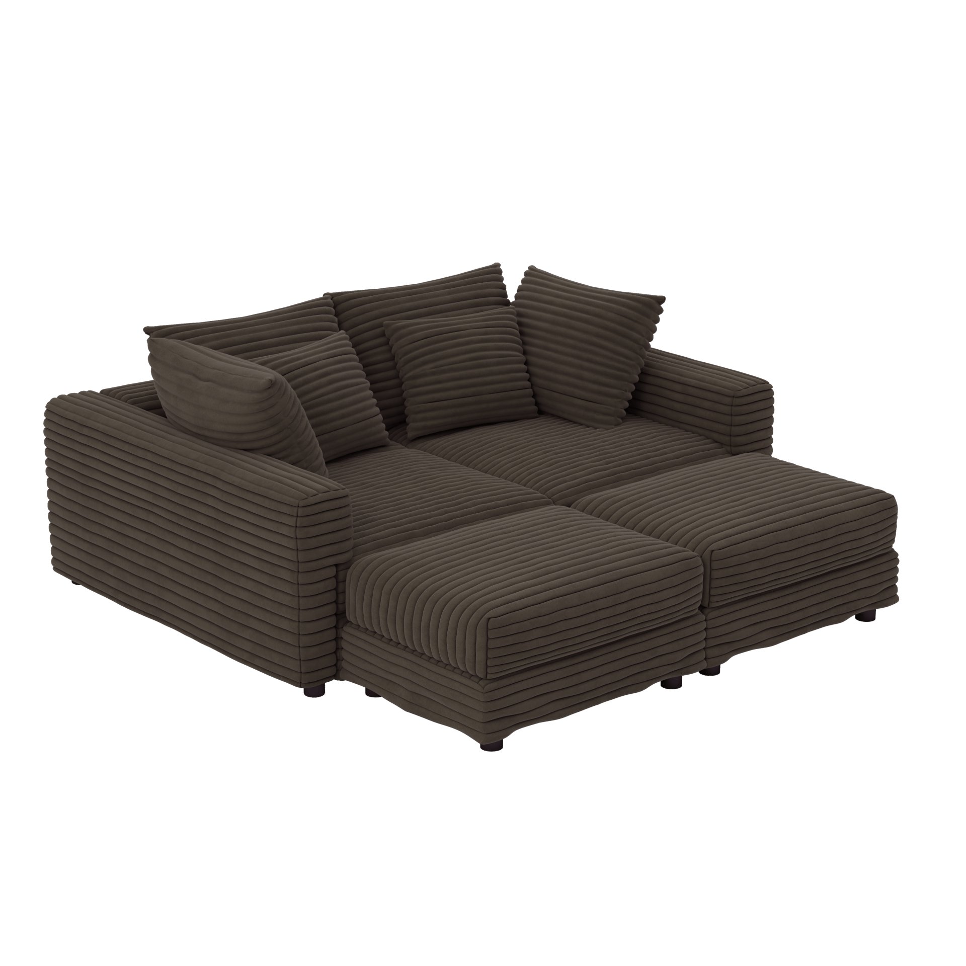 4 Seat Sofa, Deep Seat Couches With Soft Pillows And 2 Ottomans, Convertible Sofa Lounge Chair, For Living Room - Camel - Image 18
