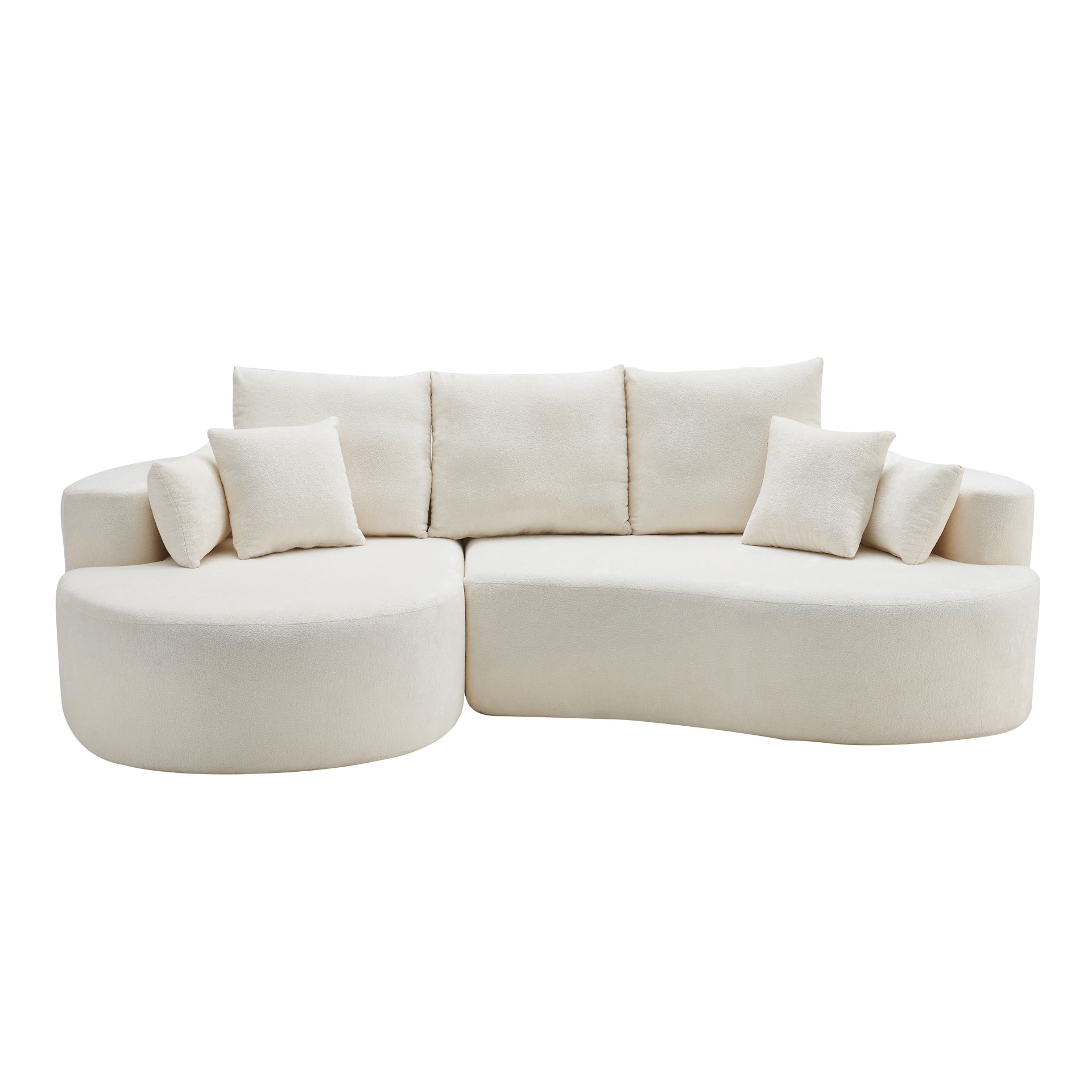 2 Piece Fabric Cloud Curved Sectional Sofa With Chaise For Living Room Bedroom Apartment - Snow White - Image 4