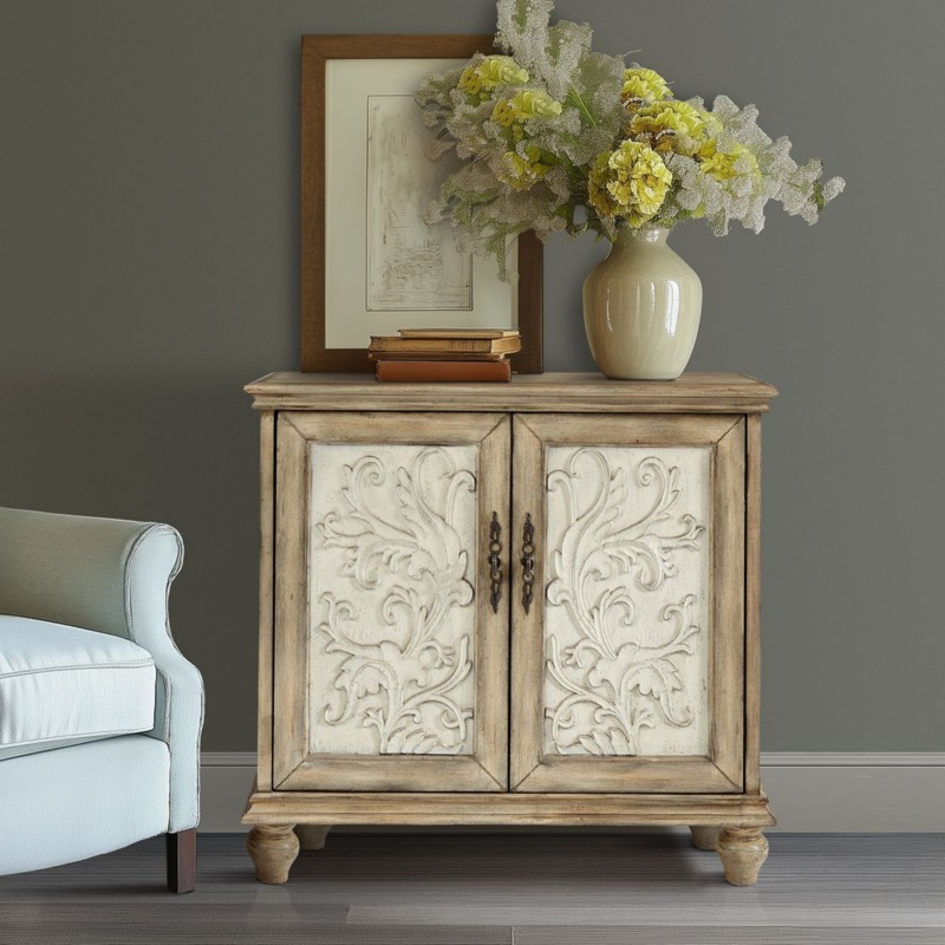 Driscoll - 2 Door Cabinet With Floral Design - Reclaimed Natural - Image 11