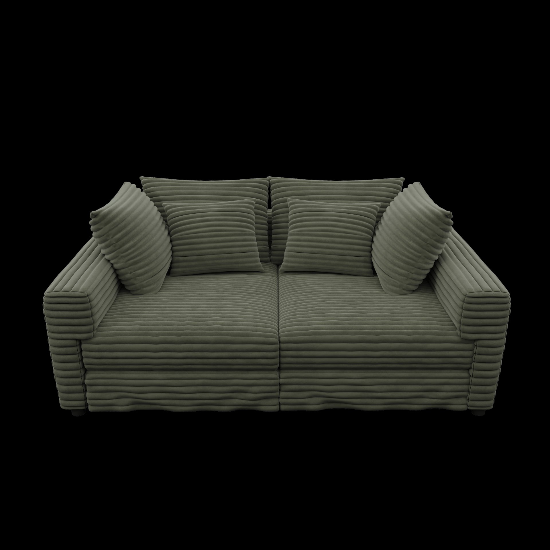 4 Seat Sofa, Deep Seat Couches With Soft Pillows And Movable Ottoman, Convertible Sofa Lounge Chair, For Living Room - Green - Image 14