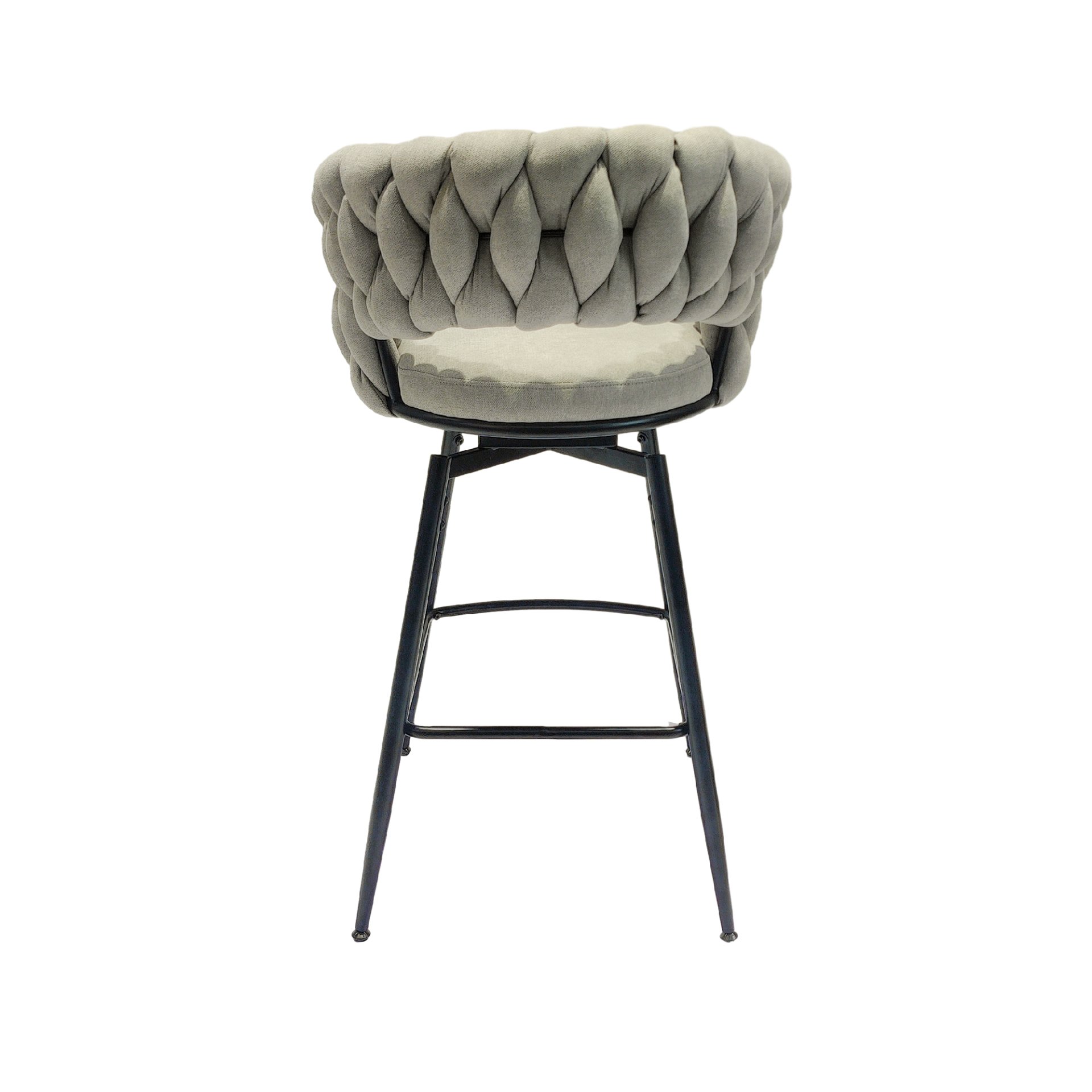 28" Bar Chair Linen Woven Bar Stool (Set of 2) Upholstered With Legs, 360 Swivel, Counter Arm Chairs With Back Footrest - Gray - Image 11