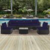 Cushion Covers For 7 Piece Wicker Sectional Sofa, 14 Pack Seat And Back Slipcovers With Zipper - Navy Blue - Image 5