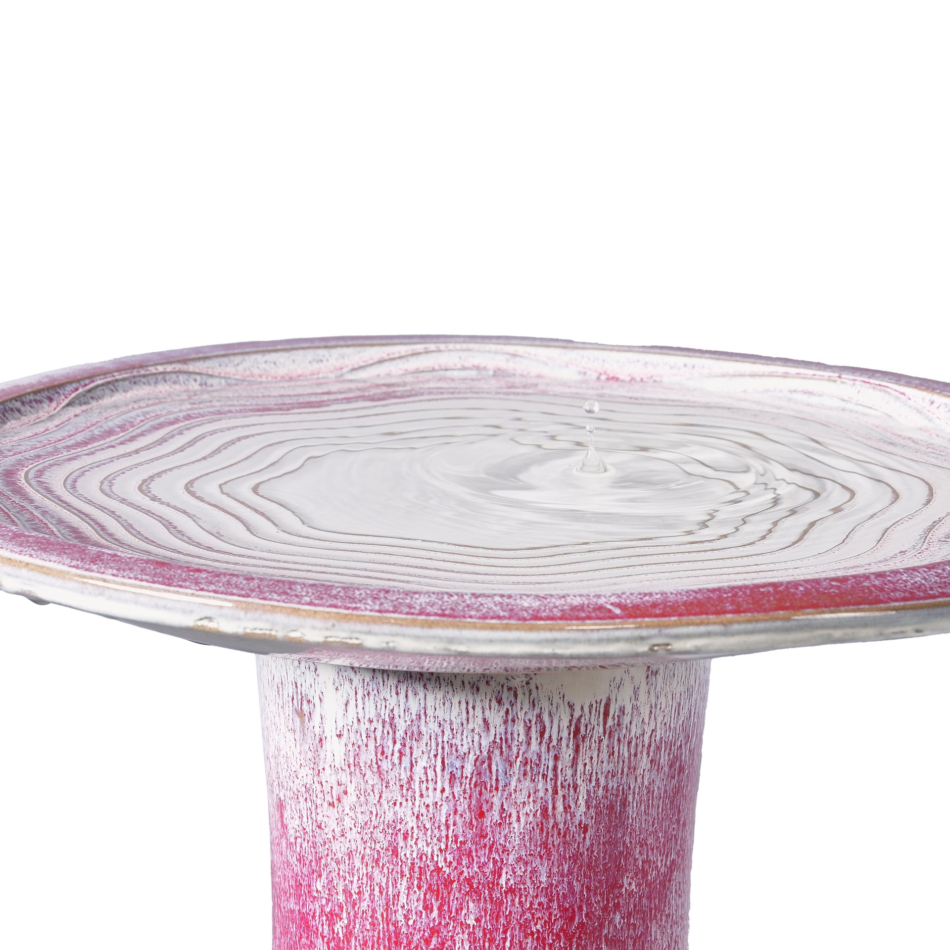 Birdbath For Patio, Garden - White / Pink - Image 10