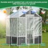 Greenhouse, Wooden Greenhouse Polycarbonate Garden Shed For Plants, Walk-In Outdoor Plant Gardening Greenhouse For Patio Backyard Lawn, Grow House With Front Entry Door - White / Gray - Image 4