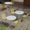 4 Piece Set Of Modern Striped Color Blocking Single Chairs Waterproof And Fade Resistant - Grain Yellow / Haze Green / Tropical Orange - Image 7